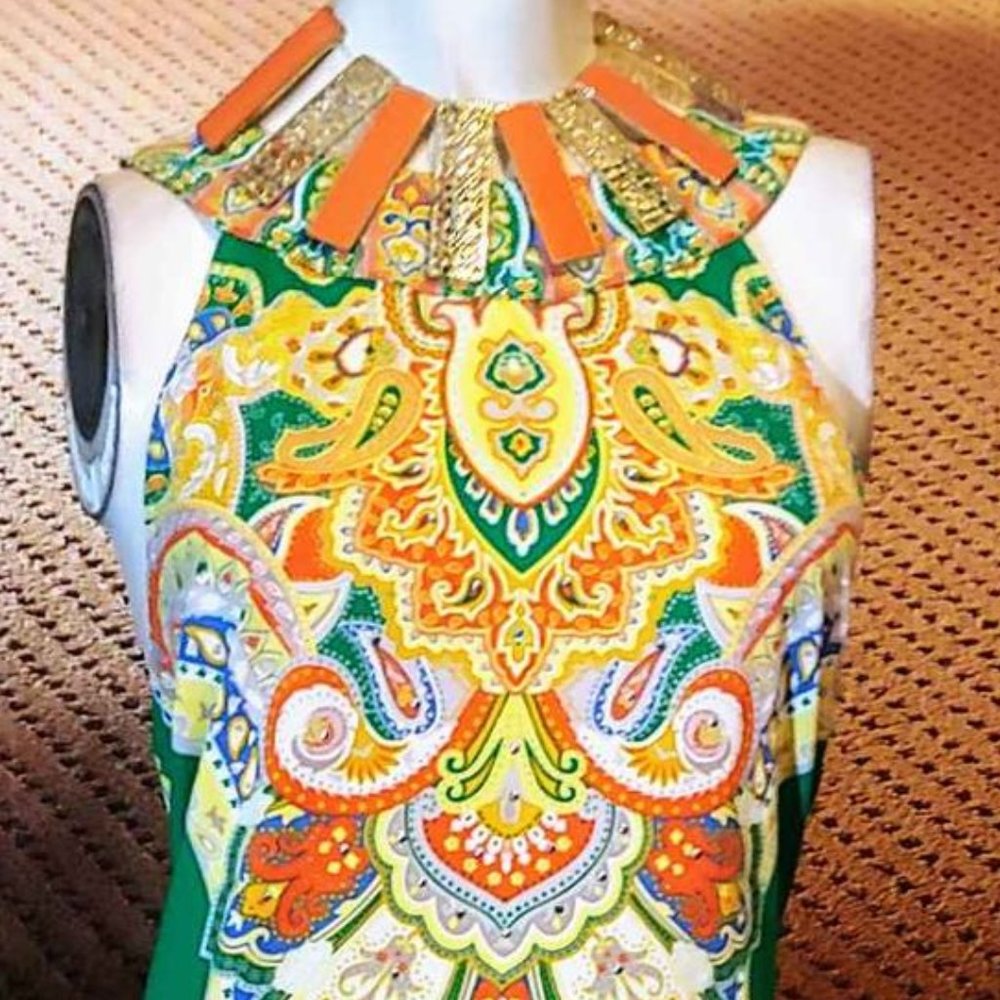 DESIGNER INC  PAISLEY COLORS SLEEVELESS DRESS - Picture 2 of 4